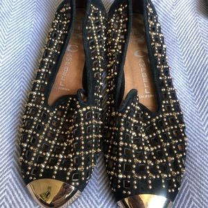 Jeffery Campbell Black studded suede flats